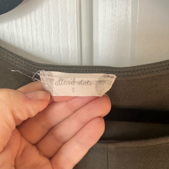 Altar'd State Olive Green Vegan Suede Women's Shift Dress Size Small - Picture 4 of 10